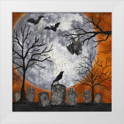 Something Wicked Graveyard I Hanging Bat White Modern Wood Framed Art Print by Reed, Tara