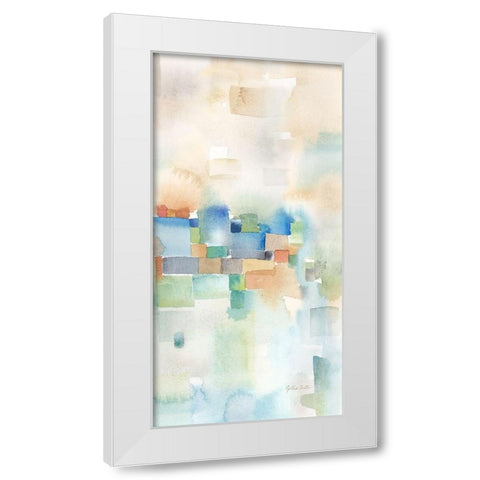Teal Abstract Panel III White Modern Wood Framed Art Print by Coulter, Cynthia