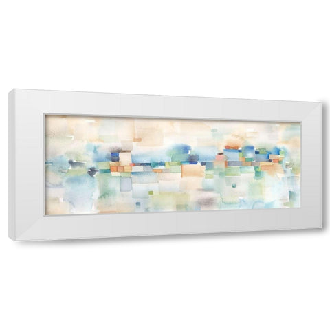 Teal Abstract Horizontal White Modern Wood Framed Art Print by Coulter, Cynthia