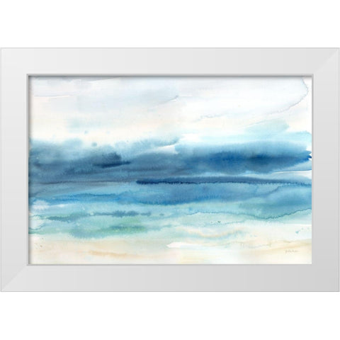 Indigo Seascape Landscape White Modern Wood Framed Art Print by Coulter, Cynthia
