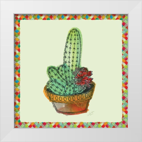 Rainbow Cactus III White Modern Wood Framed Art Print by Cusson, Marie Elaine
