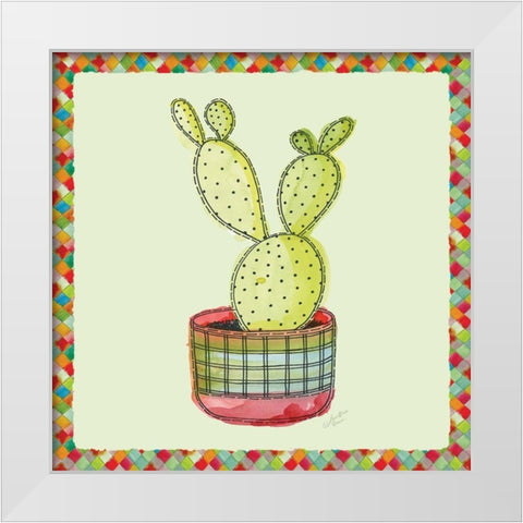 Rainbow Cactus IV White Modern Wood Framed Art Print by Cusson, Marie Elaine