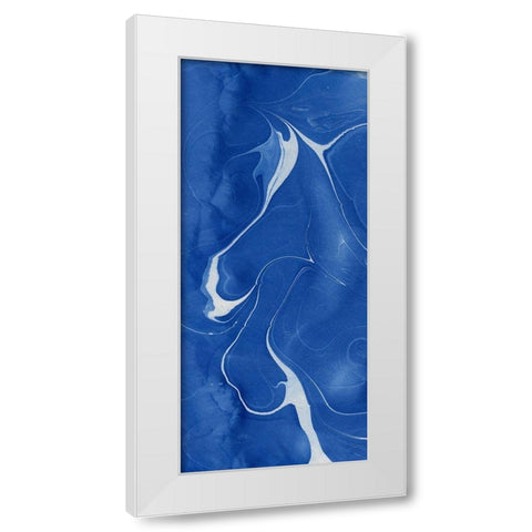Blue Marble Panel Trio I White Modern Wood Framed Art Print by Green, Nancy