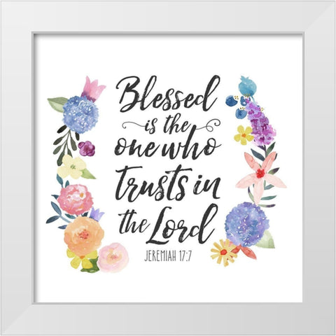 Floral Bible Verse I White Modern Wood Framed Art Print by Noonday Design