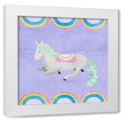 Rainbow Unicorn IV White Modern Wood Framed Art Print by Noonday Design