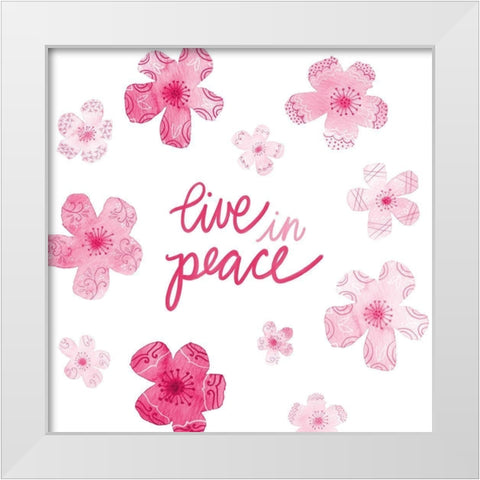 Cascading Blossoms Kindness Peace II White Modern Wood Framed Art Print by Noonday Design