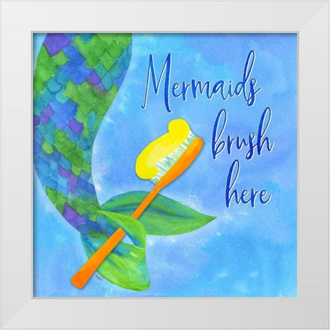 Mermaid Life -Bath I White Modern Wood Framed Art Print by Reed, Tara