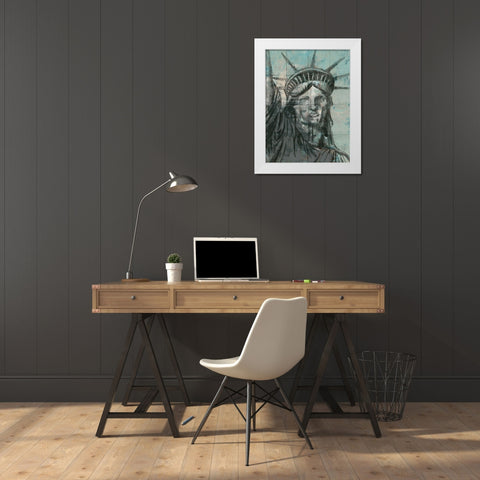 Statue Of Liberty Charcoal White Modern Wood Framed Art Print by Cusson, Marie Elaine