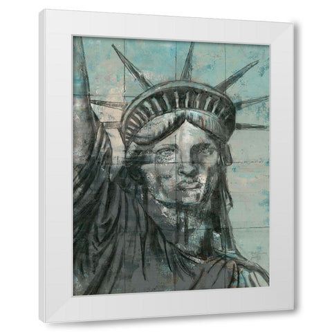 Statue Of Liberty Charcoal White Modern Wood Framed Art Print by Cusson, Marie Elaine