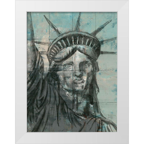 Statue Of Liberty Charcoal White Modern Wood Framed Art Print by Cusson, Marie Elaine