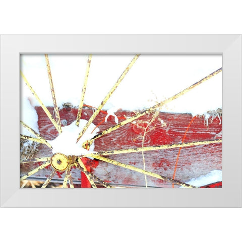 Winter Wagon White Modern Wood Framed Art Print by Tyrrell, Lu Anne