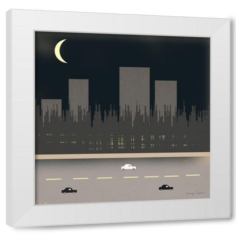 Nightime in the City I   White Modern Wood Framed Art Print by Kushnir, Tammy