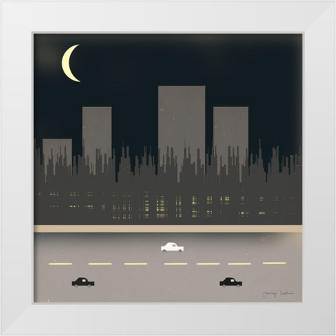 Nightime in the City I   White Modern Wood Framed Art Print by Kushnir, Tammy