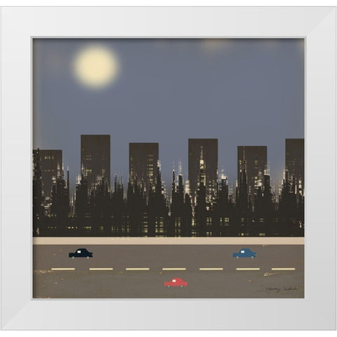 Nightime in the City II White Modern Wood Framed Art Print by Kushnir, Tammy
