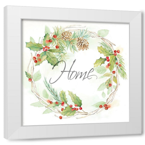 Holiday Wreath Home White Modern Wood Framed Art Print by Coulter, Cynthia