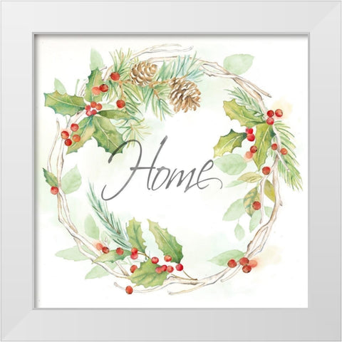 Holiday Wreath Home White Modern Wood Framed Art Print by Coulter, Cynthia