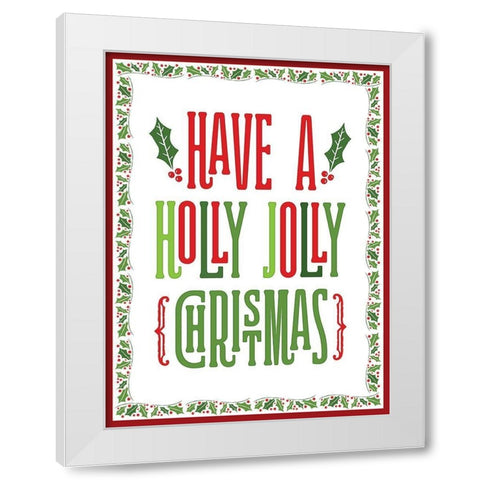 Colorful Christmas with border I White Modern Wood Framed Art Print by Noonday Designs