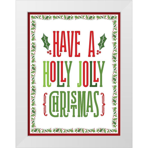 Colorful Christmas with border I White Modern Wood Framed Art Print by Noonday Designs