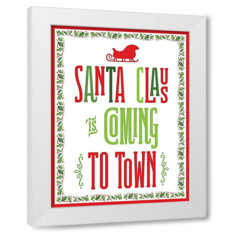 Colorful Christmas with border III White Modern Wood Framed Art Print by Noonday Designs