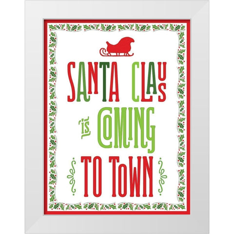 Colorful Christmas with border III White Modern Wood Framed Art Print by Noonday Designs