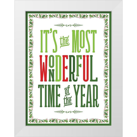 Colorful Christmas with border IV White Modern Wood Framed Art Print by Noonday Designs