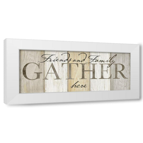 Family Gather Neutral Sign White Modern Wood Framed Art Print by Coulter, Cynthia
