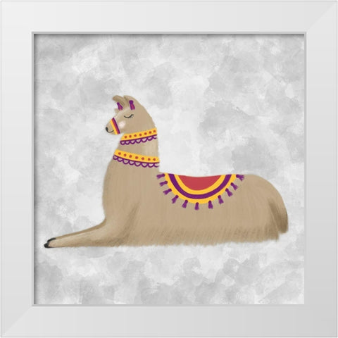 Lovely Llama II White Modern Wood Framed Art Print by Noonday Design