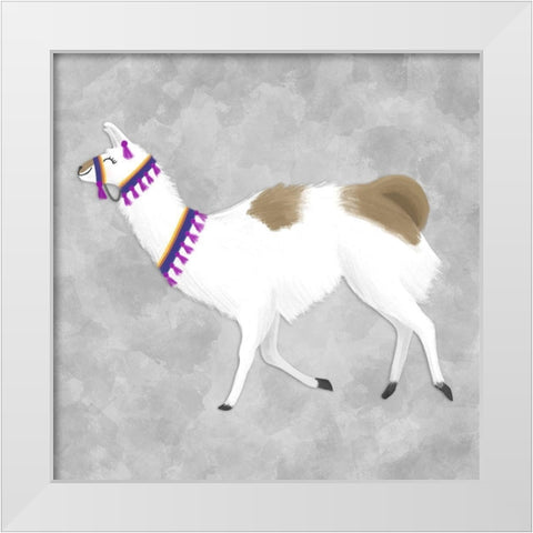 Lovely Llama IV White Modern Wood Framed Art Print by Noonday Design