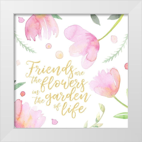 Soft Pink Flowers Friends II White Modern Wood Framed Art Print by Noonday Design