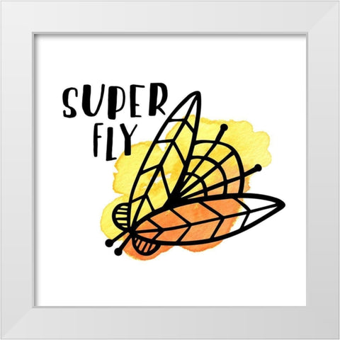 Buggin Out IV White Modern Wood Framed Art Print by Noonday Design