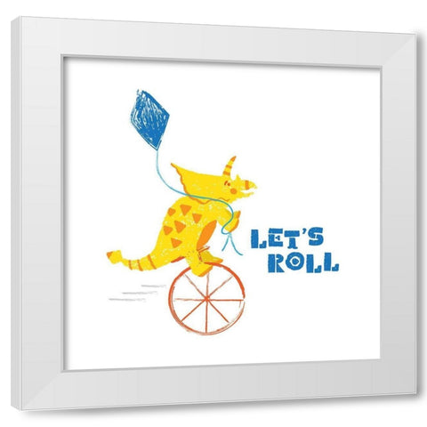 Dinos on the Move III White Modern Wood Framed Art Print by Noonday Design