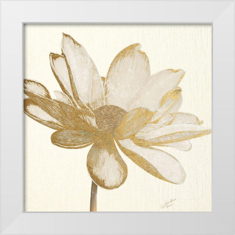 Vintage Lotus Cream I White Modern Wood Framed Art Print by Cusson, Marie Elaine