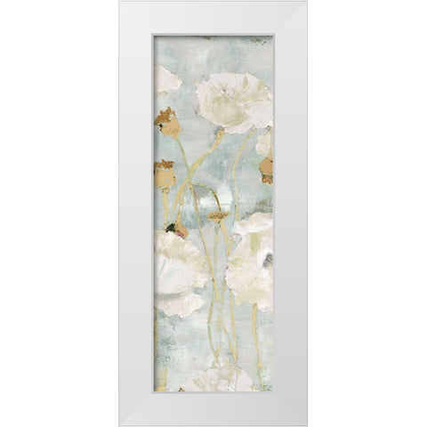 Poppies in the Wind Cream Panel I White Modern Wood Framed Art Print by Cusson, Marie Elaine