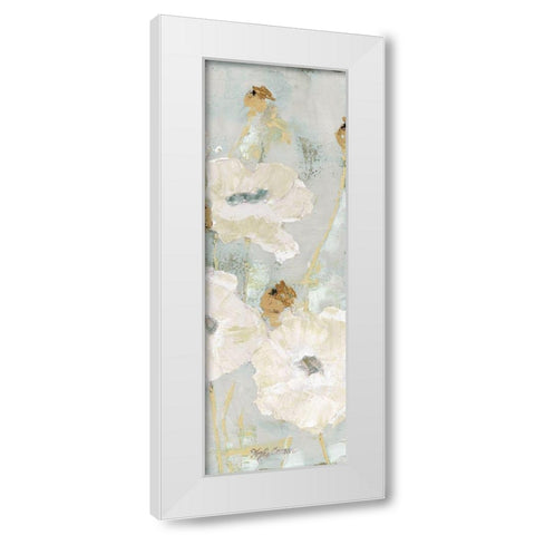 Poppies in the Wind Cream Panel II White Modern Wood Framed Art Print by Cusson, Marie Elaine