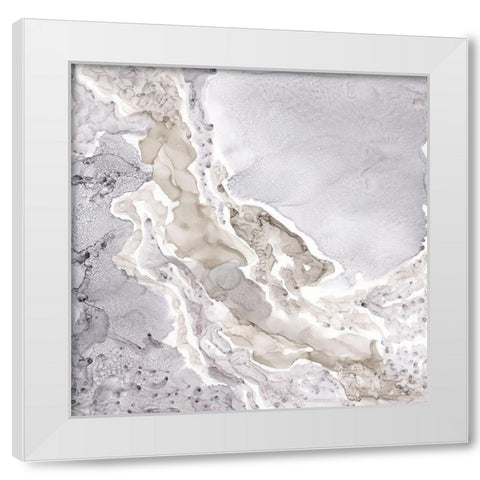 Silver and Grey Mineral Abstract White Modern Wood Framed Art Print by Reed, Tara