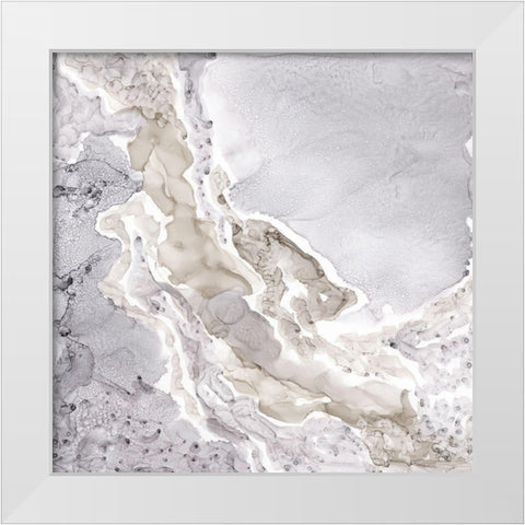 Silver and Grey Mineral Abstract White Modern Wood Framed Art Print by Reed, Tara