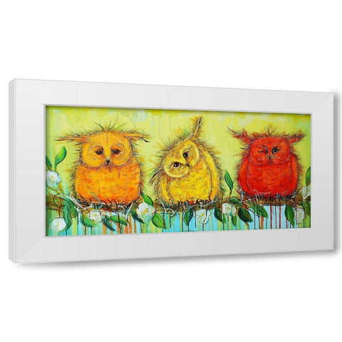 Siblings White Modern Wood Framed Art Print by Evenson, Karrie