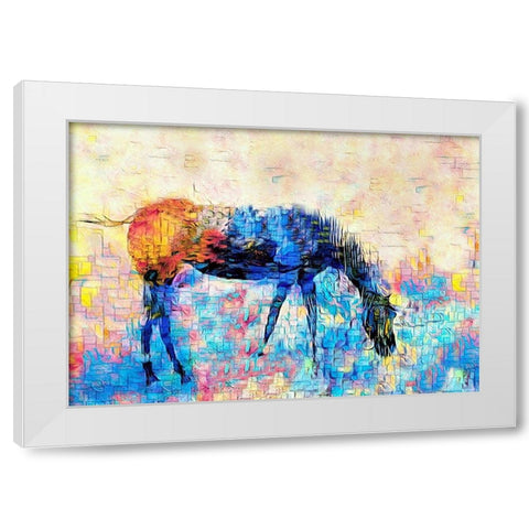 Mondrian Horse White Modern Wood Framed Art Print by Tyrrell, Lu Anne