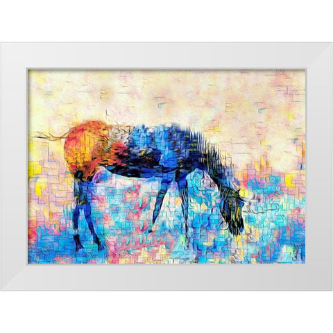Mondrian Horse White Modern Wood Framed Art Print by Tyrrell, Lu Anne