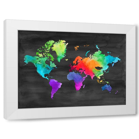 Map of Many Colors White Modern Wood Framed Art Print by Noonday Design