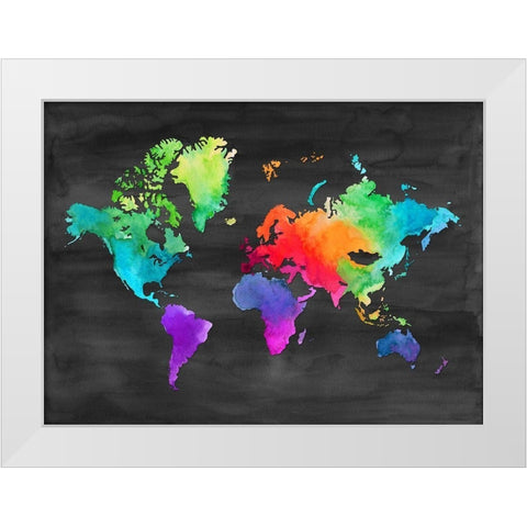 Map of Many Colors White Modern Wood Framed Art Print by Noonday Design