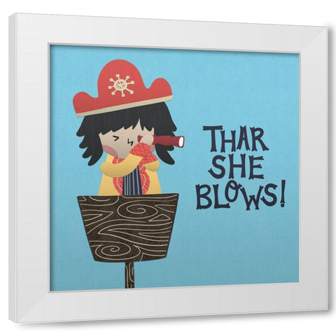 Ahoy Matey II White Modern Wood Framed Art Print by Noonday Design