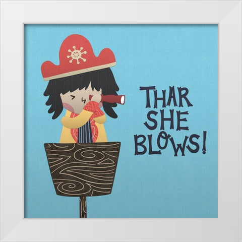 Ahoy Matey II White Modern Wood Framed Art Print by Noonday Design