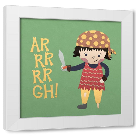 Ahoy Matey IV White Modern Wood Framed Art Print by Noonday Design