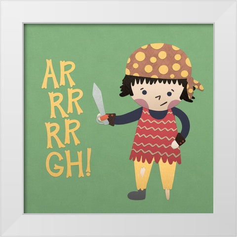 Ahoy Matey IV White Modern Wood Framed Art Print by Noonday Design