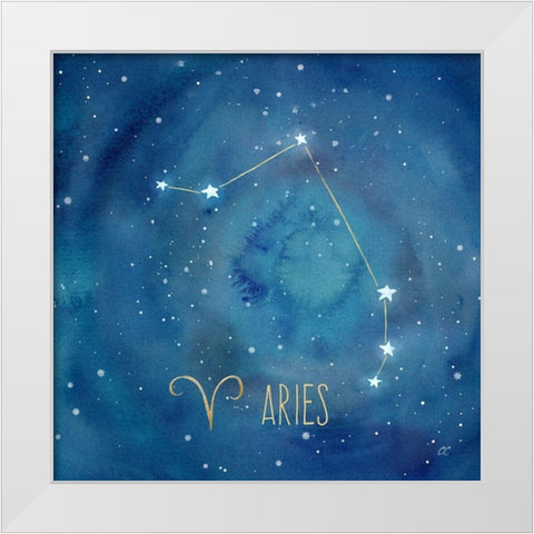 Star Sign Aries White Modern Wood Framed Art Print by Coulter, Cynthia