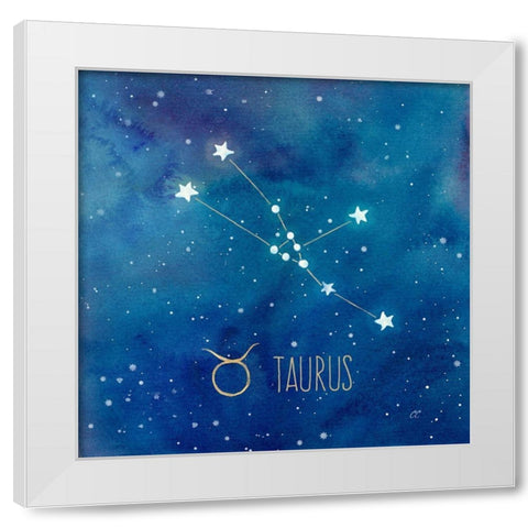 Star Sign Taurus White Modern Wood Framed Art Print by Coulter, Cynthia