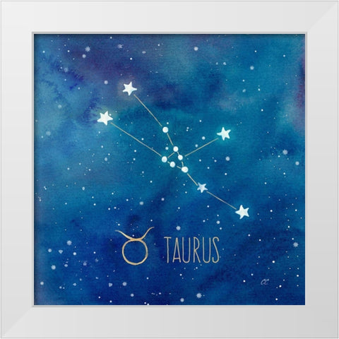 Star Sign Taurus White Modern Wood Framed Art Print by Coulter, Cynthia