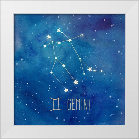 Star Sign Gemini White Modern Wood Framed Art Print by Coulter, Cynthia