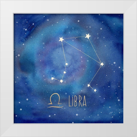 Star Sign Libra White Modern Wood Framed Art Print by Coulter, Cynthia